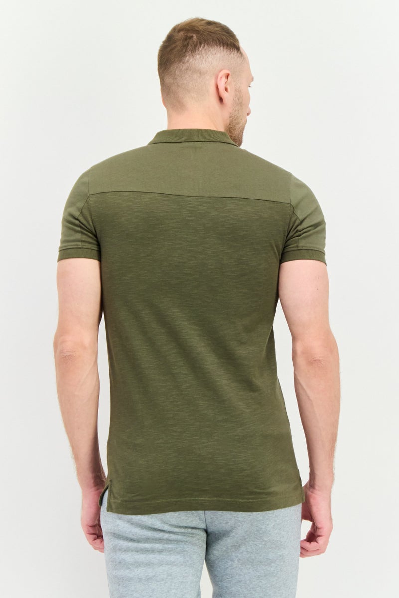 PUMA Men Slim Fit Short Sleeve Outdoor Polo Shirt, Olive/White  - Image 3