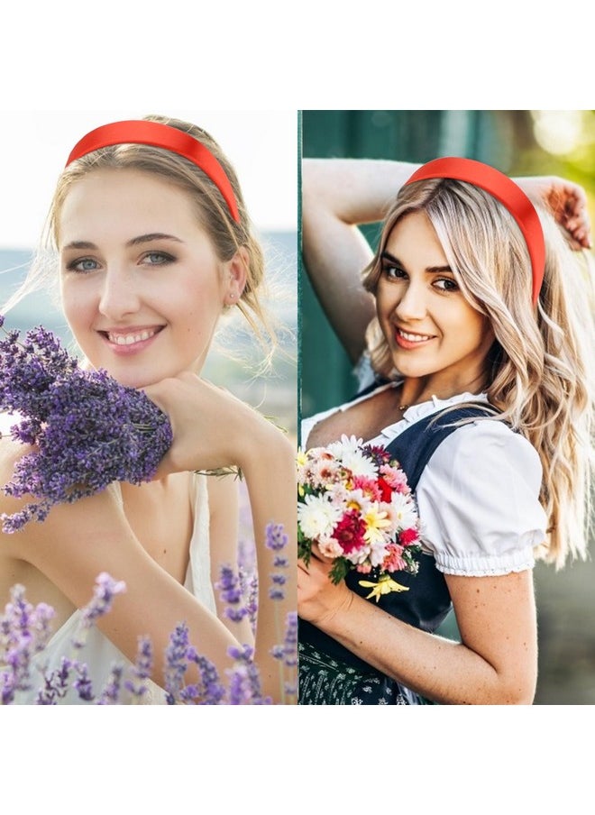 Velscrun VELSCRUN Bright Red Headband for Women Girls 1.6 Inch Wide Headbands Satin Head Bands for Womens Hair Solid Simple Holiday Hair Bands Cosplay Halloween Hair Accessories Gifts for Mothers Sisters  - Image 2