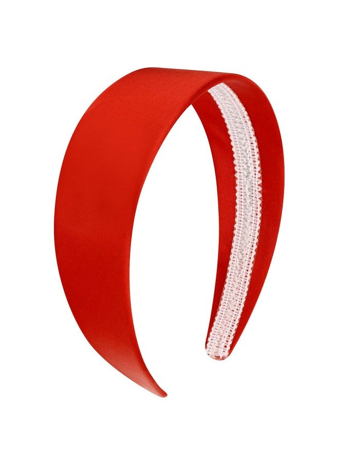Velscrun VELSCRUN Bright Red Headband for Women Girls 1.6 Inch Wide Headbands Satin Head Bands for Womens Hair Solid Simple Holiday Hair Bands Cosplay Halloween Hair Accessories Gifts for Mothers Sisters  - Image 1