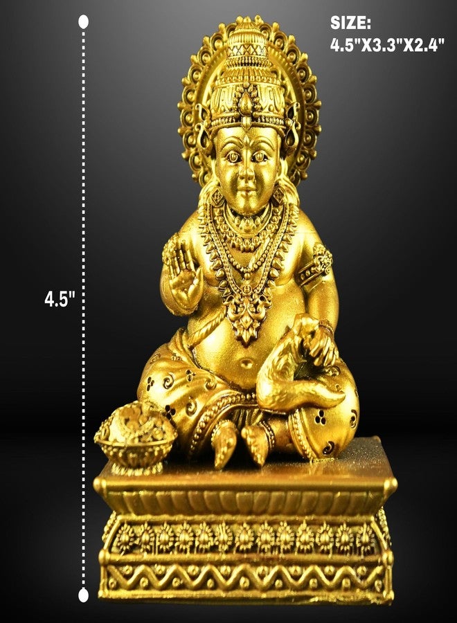 NEEANN Lord Kuber Statue - 4.5” Polystone Idol for Wealth & Prosperity | Vastu Lord Kuberan Murti in Brass Colour for Home, Office, Temple | Sarvahna, Dhanadaya, Kuvera - Image 2