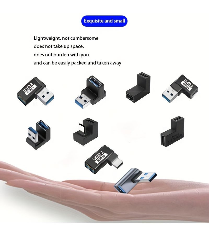 موصل USB-C أنثى إلى USB-C أنثى، كوع ستيريو، عبوتين، للهواتف المحمولة، أجهزة الكمبيوتر، الأجهزة اللوحية، الطابعات، وأجهزة الألعاب. - Image 3