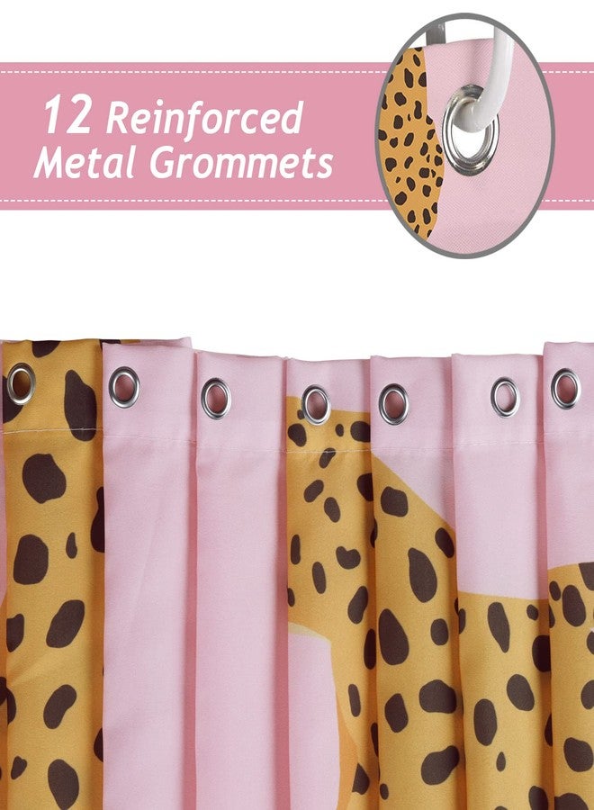 Bonhause Pink Leopard Shower Curtain, Trendy Cheetah Tropical Animal Bathroom Curtain 72x72 Inch Polyester Fabric Waterproof Bath Curtain with 12 Hooks - Image 5