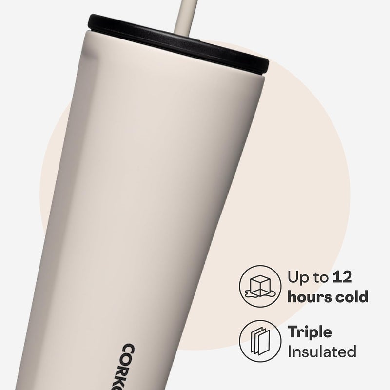 CORKCICLE Cold Cup Insulated Tumbler 24 oz | Reusable Water Bottle with Lid & Straw | Keeps Drinks Cold 12 Hours & Hot 5 Hours | Cupholder Friendly | Latte - Image 2