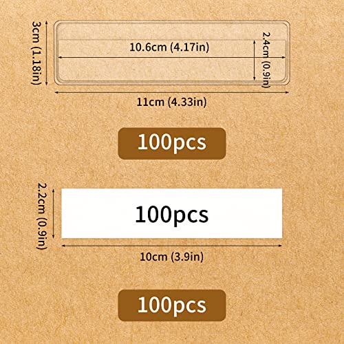 fuceury 100 Pieces Label Holders Adhesive Shelf Tag with Blank Index Card, Pockets Clear Shelf Tag Adhesive Label Pockets for Bookshelf Mailbox Shelves Storage Bins - Image 2
