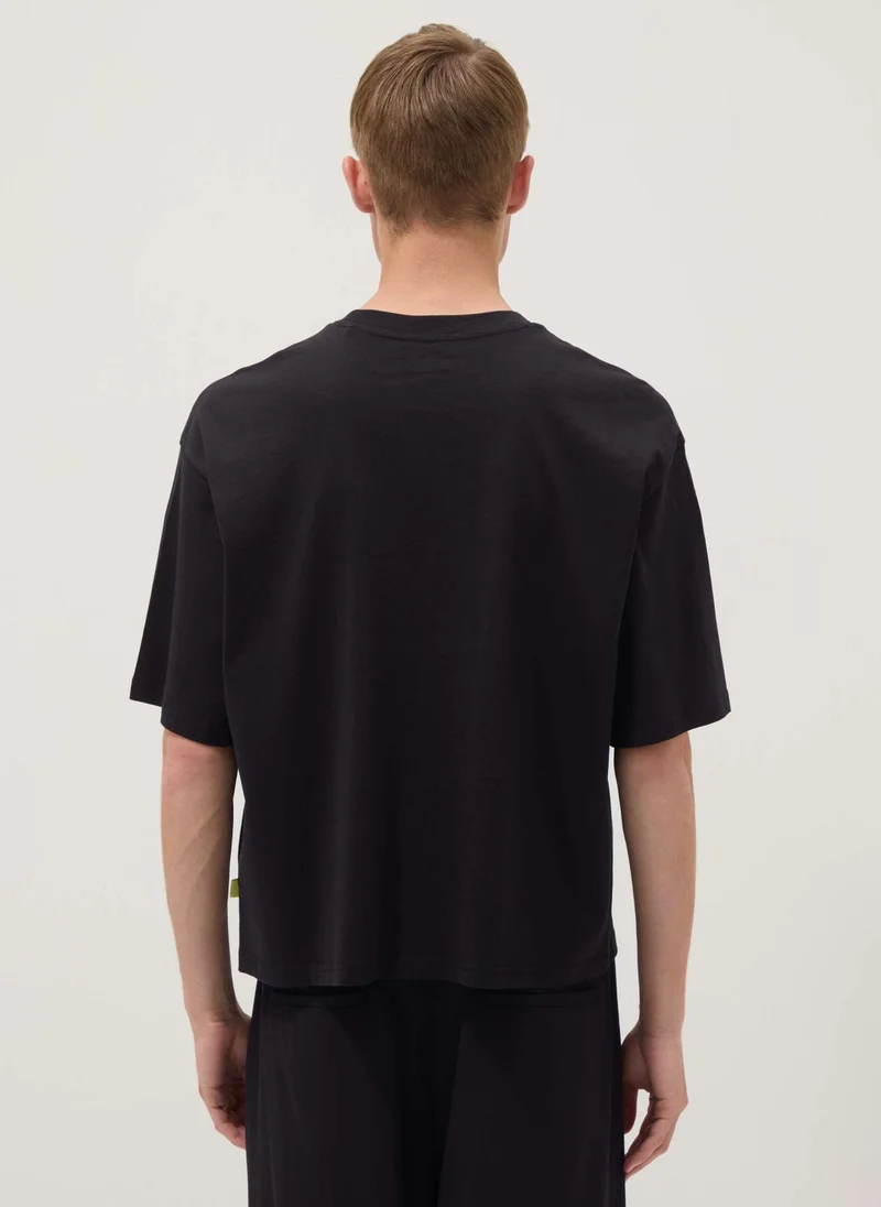 Ovs  OVS Black Pure Cotton Short-Sleeve T-Shirt for Men | Best Price UAE
