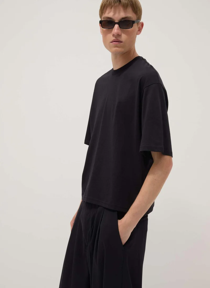 Ovs OVS Black Pure Cotton Short-Sleeve T-Shirt