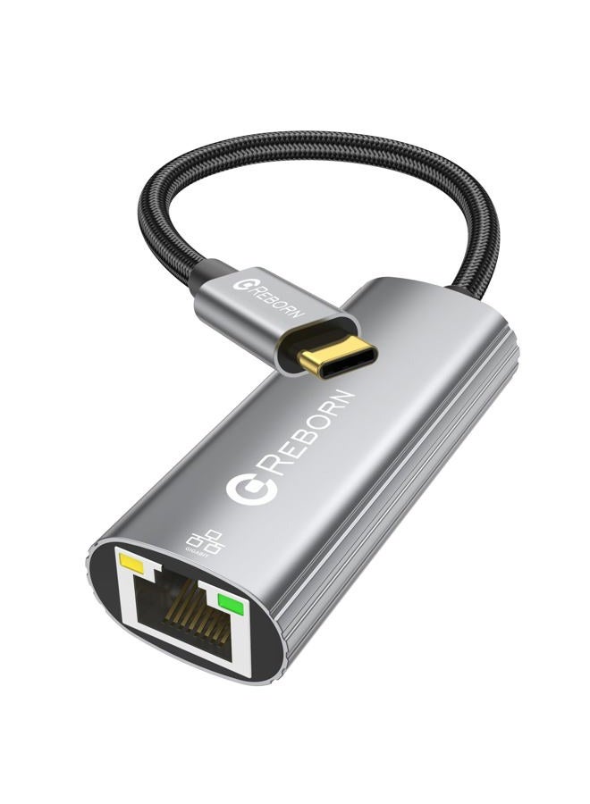 REBORN USB C to Ethernet Adapter, Type-C (Thunderbolt 3/4) to RJ45 Gigabit Ethernet LAN Network Adapter Compatible with iPhone 15 Pro/Max, MacBook Pro/Air 2023, iPad Pro, iMac, S23, XPS 17 and More - Image 1
