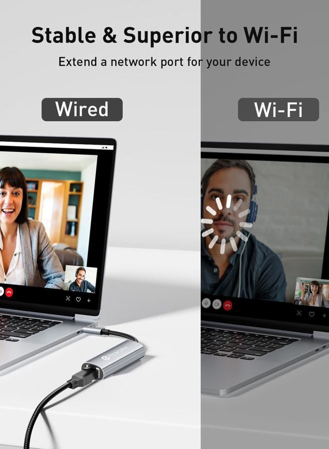 REBORN USB C to Ethernet Adapter, Type-C (Thunderbolt 3/4) to RJ45 Gigabit Ethernet LAN Network Adapter Compatible with iPhone 15 Pro/Max, MacBook Pro/Air 2023, iPad Pro, iMac, S23, XPS 17 and More - Image 4