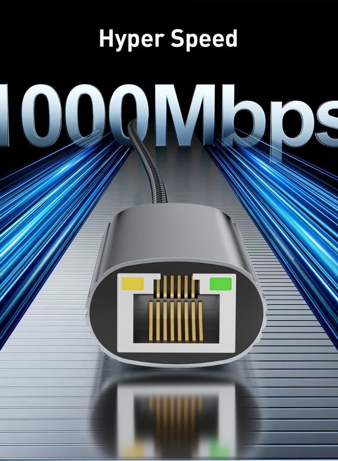 REBORN USB C to Ethernet Adapter, Type-C (Thunderbolt 3/4) to RJ45 Gigabit Ethernet LAN Network Adapter Compatible with iPhone 15 Pro/Max, MacBook Pro/Air 2023, iPad Pro, iMac, S23, XPS 17 and More - Image 2