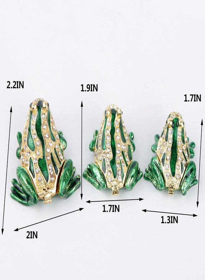 SEVENBEES 3pcs Hand-painted Frogs Jewelry Trinket Boxes Hinged Jewelry Box Frog Trinket Box Gift for Home Decor - Image 3