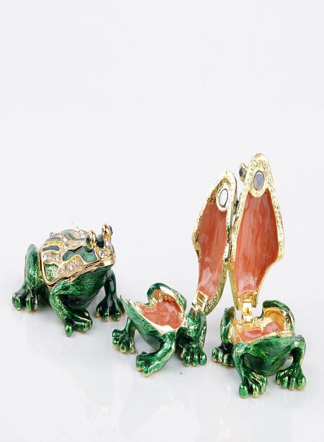 SEVENBEES 3pcs Hand-painted Frogs Jewelry Trinket Boxes Hinged Jewelry Box Frog Trinket Box Gift for Home Decor - Image 5