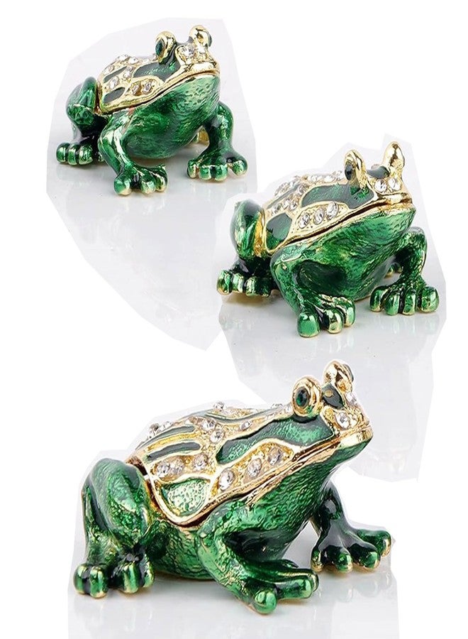 SEVENBEES 3pcs Hand-painted Frogs Jewelry Trinket Boxes Hinged Jewelry Box Frog Trinket Box Gift for Home Decor - Image 1