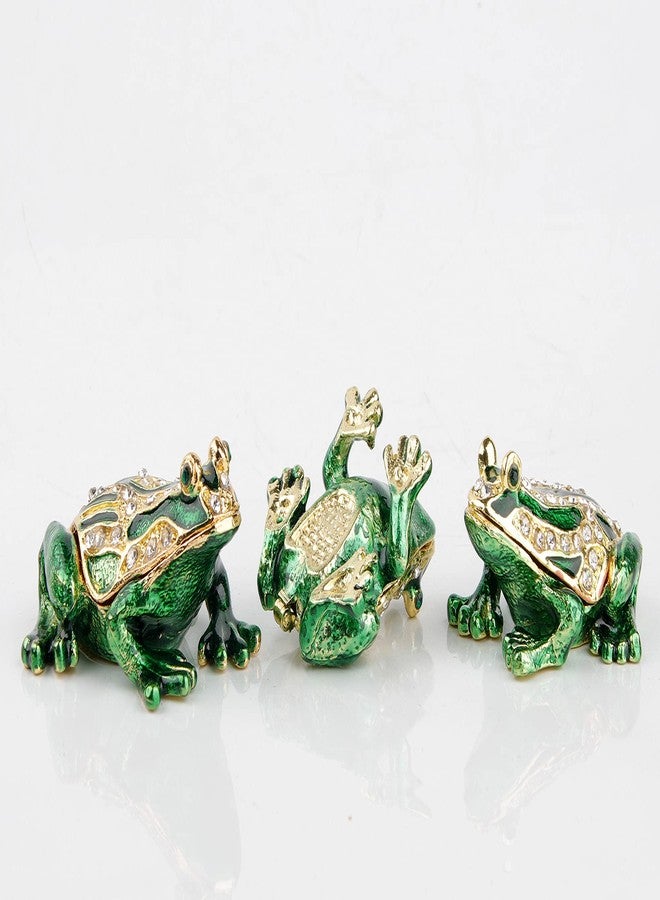 SEVENBEES 3pcs Hand-painted Frogs Jewelry Trinket Boxes Hinged Jewelry Box Frog Trinket Box Gift for Home Decor - Image 4