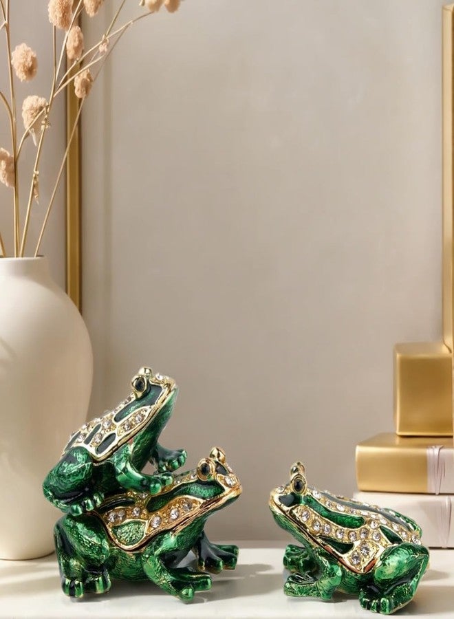 SEVENBEES 3pcs Hand-painted Frogs Jewelry Trinket Boxes Hinged Jewelry Box Frog Trinket Box Gift for Home Decor - Image 2