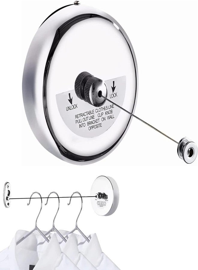 AMIQUS Stainless Steel Retractable Adjustable Clothesline, Lockable Hanging Washing Line, Wall-Mounted Wire Clothes line/Cloth Line Laundry Drying Rope for Indoor/Outdoor/Balcony (Silver) - Image 1
