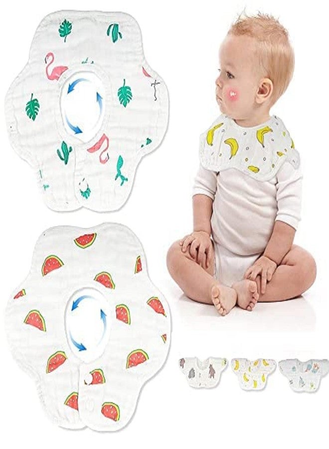 GURBIK Muslin Pure Cotton Cherry Cartoon Print 6 Layer Baby Bibs Set of 3 (Multicolor) - Image 1
