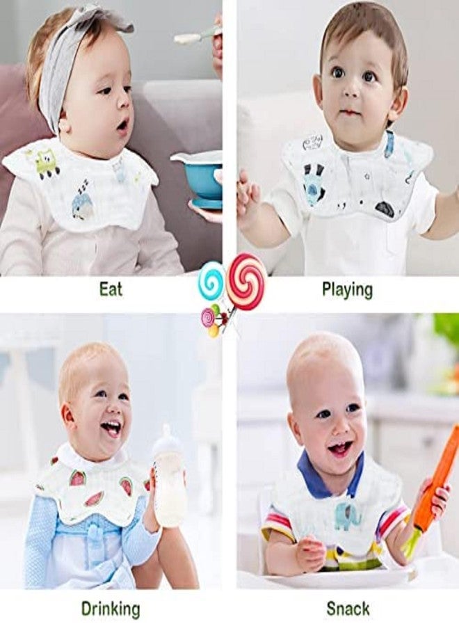 GURBIK Muslin Pure Cotton Cherry Cartoon Print 6 Layer Baby Bibs Set of 3 (Multicolor) - Image 2
