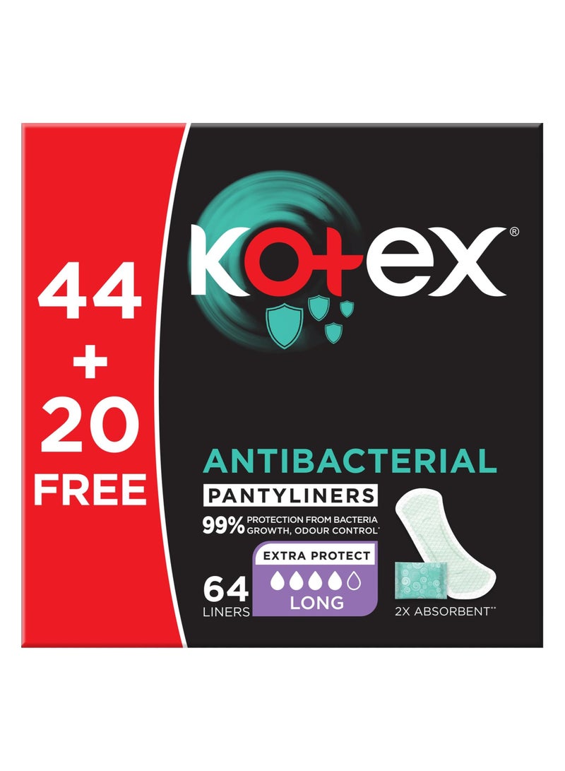 كوتكس 64 بطانة لباس داخلي مضادة للبكتيريا ، حماية 99٪ من نمو البكتيريا ، بطانات يومية طويلة الحجم