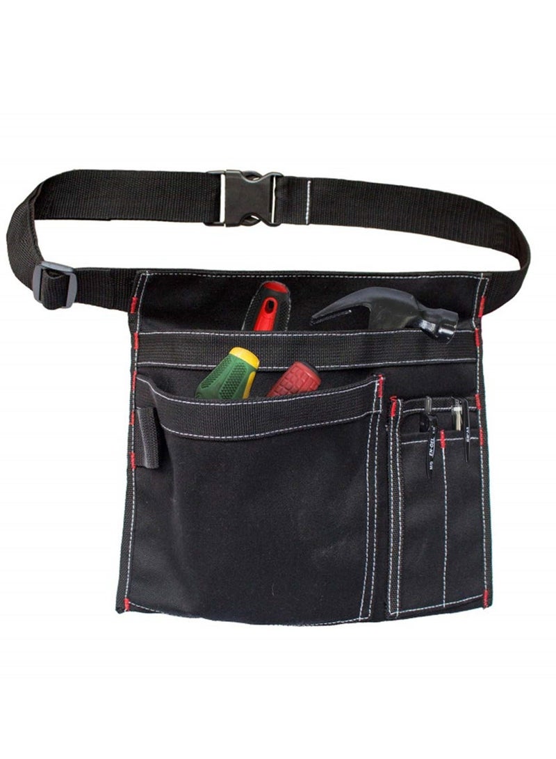 Y&D Multifunctional Canvas Tool Belt Pouch with Adjustable Clip, 12OZ Waist Apron for Workshop Storage, Woodworking Tools, Screwdrivers, and Gardening, Black  - Image 1