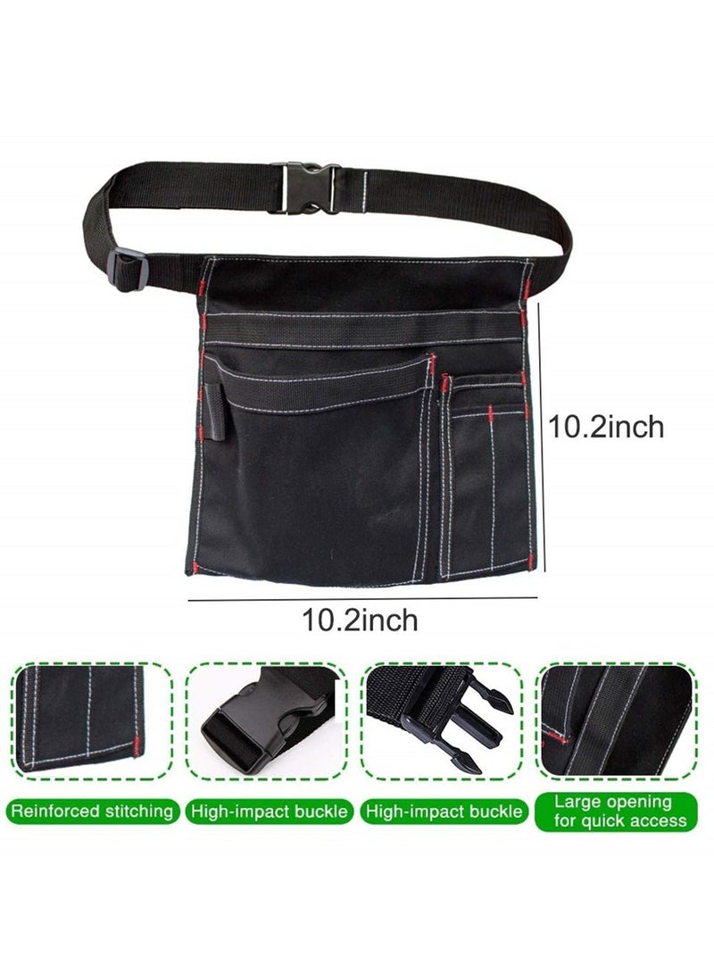 Y&D Multifunctional Canvas Tool Belt Pouch with Adjustable Clip, 12OZ Waist Apron for Workshop Storage, Woodworking Tools, Screwdrivers, and Gardening, Black  - Image 4