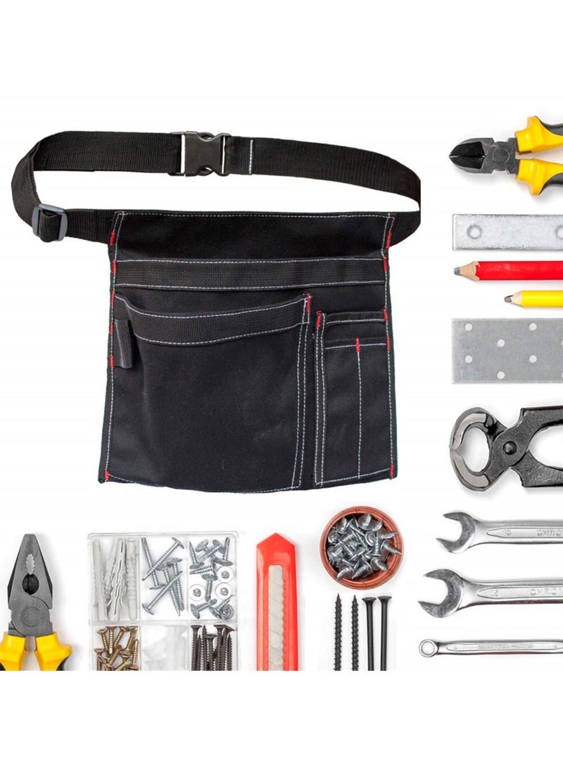 Y&D Multifunctional Canvas Tool Belt Pouch with Adjustable Clip, 12OZ Waist Apron for Workshop Storage, Woodworking Tools, Screwdrivers, and Gardening, Black  - Image 3