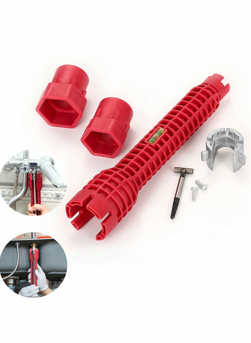 Faucet and Sink Installer, 8 in 1 Multifunctional Wrench Tool Double Head Installer Water Pipe Spanner Tackle - Image 1