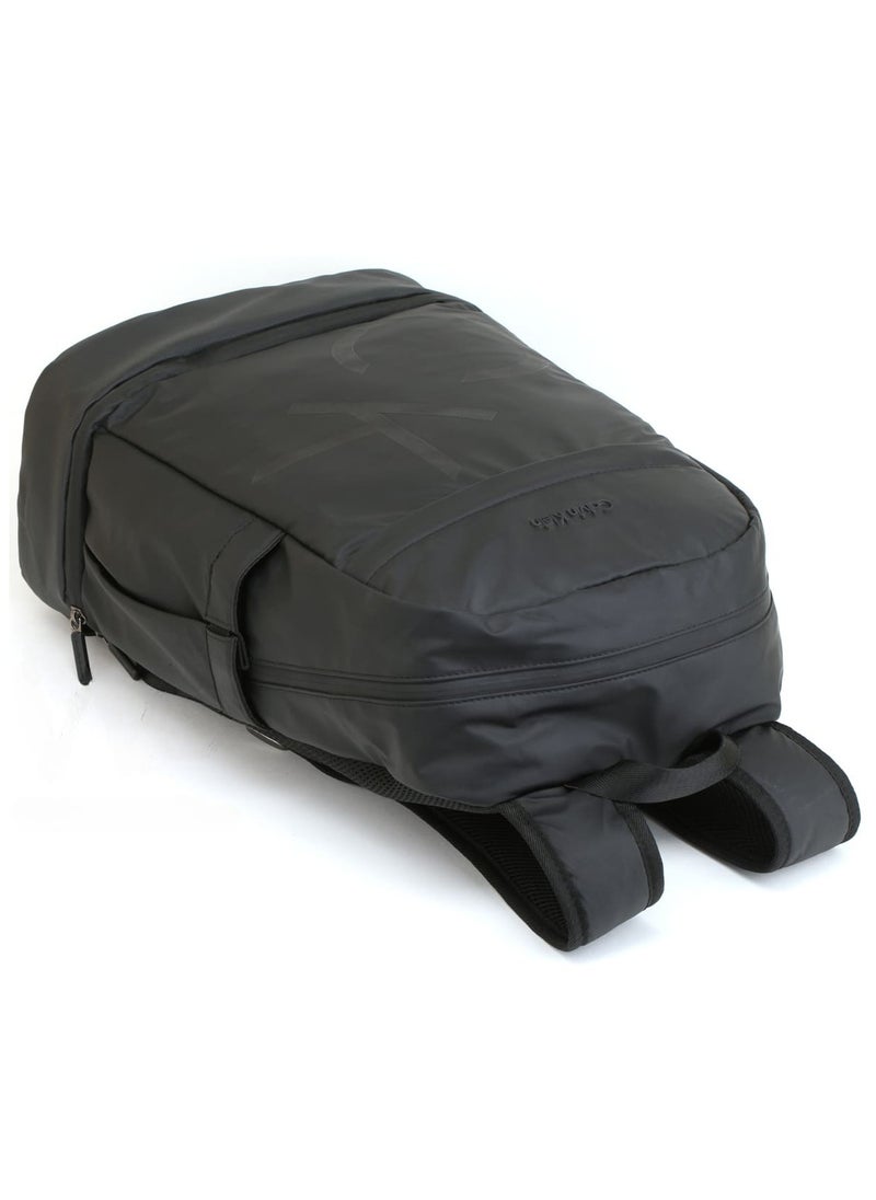 Men's Black Backpack – CK, Sleek & Stylish, Adjustable Padded Straps, Secure Zip Closure, Durable Material, Front & Interior Pockets for Organization, Classic Branding, Ideal for Work, Travel, or Everyday Use, Modern and Practical Accessory