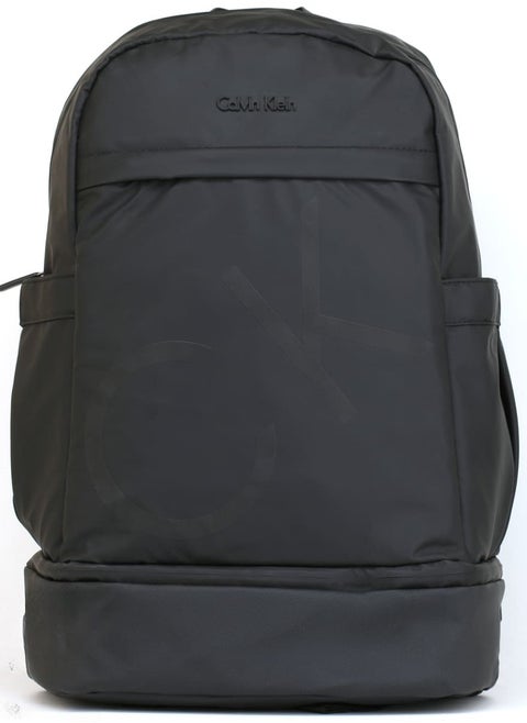 Men's Black Backpack – CK, Sleek & Stylish, Adjustable Padded Straps, Secure Zip Closure, Durable Material, Front & Interior Pockets for Organization, Classic Branding, Ideal for Work, Travel, or Everyday Use, Modern and Practical Accessory
