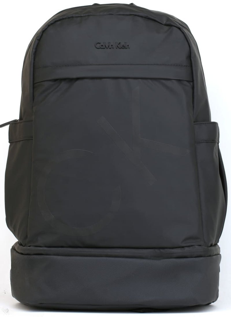 Men's Black Backpack – CK, Sleek & Stylish, Adjustable Padded Straps, Secure Zip Closure, Durable Material, Front & Interior Pockets for Organization, Classic Branding, Ideal for Work, Travel, or Everyday Use, Modern and Practical Accessory