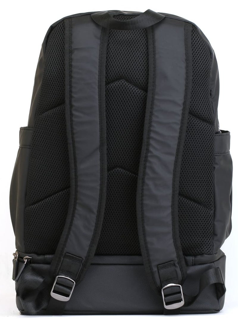 Men's Black Backpack – CK, Sleek & Stylish, Adjustable Padded Straps, Secure Zip Closure, Durable Material, Front & Interior Pockets for Organization, Classic Branding, Ideal for Work, Travel, or Everyday Use, Modern and Practical Accessory
