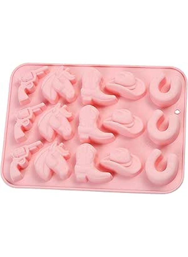 15 Cavity Western Cowboy Silicone Chocolate Mold For Baking Candies Fudge 8.7x6.1 Inch - Image 1
