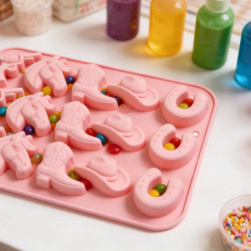 15 Cavity Western Cowboy Silicone Chocolate Mold For Baking Candies Fudge 8.7x6.1 Inch - Image 4