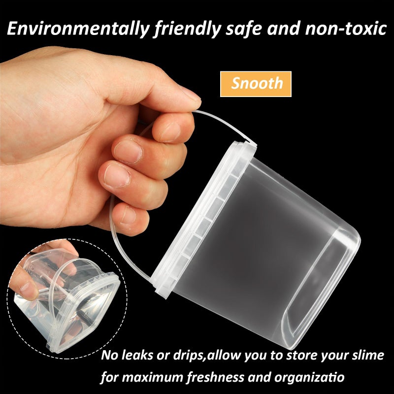 ZOFORTY 50PCS 10 oz Slime Containers with Lids and Handles, Plastic 300ml Storage Bucket Containers, Clear Empty Slime Buckets for Slime DIY Slime, Art Craft, Pigment, Small Tools, Part Material - Image 4