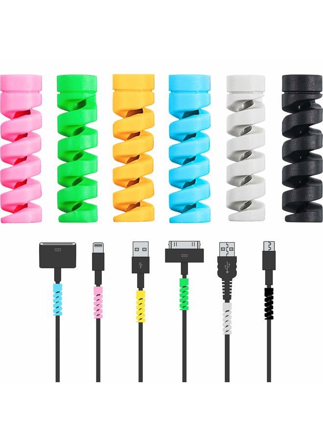 Jetec 120 Pieces Charger Cable Saver, Mouse Cable Protector, Silicone Flexible Cable Wire Protector Management Organizer, Spiral Cable Protector in 6 Colors for All Cellphone Data Lines - Image 1