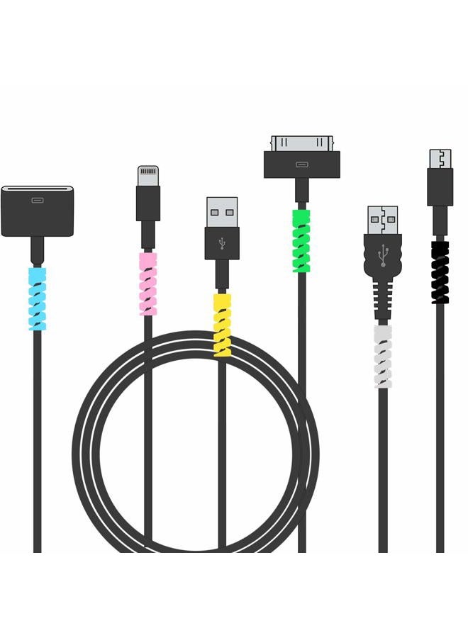 Jetec 120 Pieces Charger Cable Saver, Mouse Cable Protector, Silicone Flexible Cable Wire Protector Management Organizer, Spiral Cable Protector in 6 Colors for All Cellphone Data Lines - Image 3