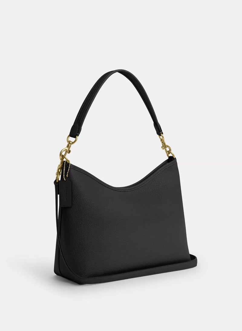 كوتش حقيبة الكتف Coach Laurel31 CR148 جلد حبيبي أسود للنساء، حقيبة يد، حزام كتف وكتف عرض قابل للفصل، حقيبة هوبو يومية بسعة كبيرة، حقيبة فاخرة للسيدات - Image 2