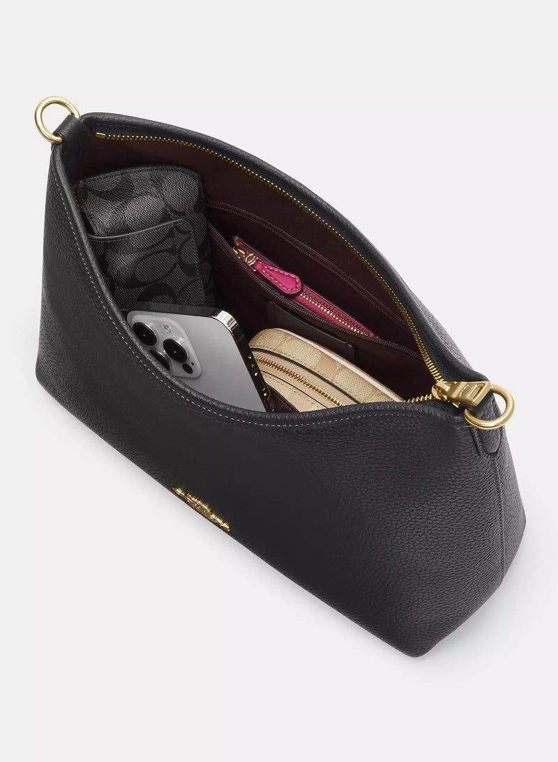 كوتش حقيبة الكتف Coach Laurel31 CR148 جلد حبيبي أسود للنساء، حقيبة يد، حزام كتف وكتف عرض قابل للفصل، حقيبة هوبو يومية بسعة كبيرة، حقيبة فاخرة للسيدات - Image 3