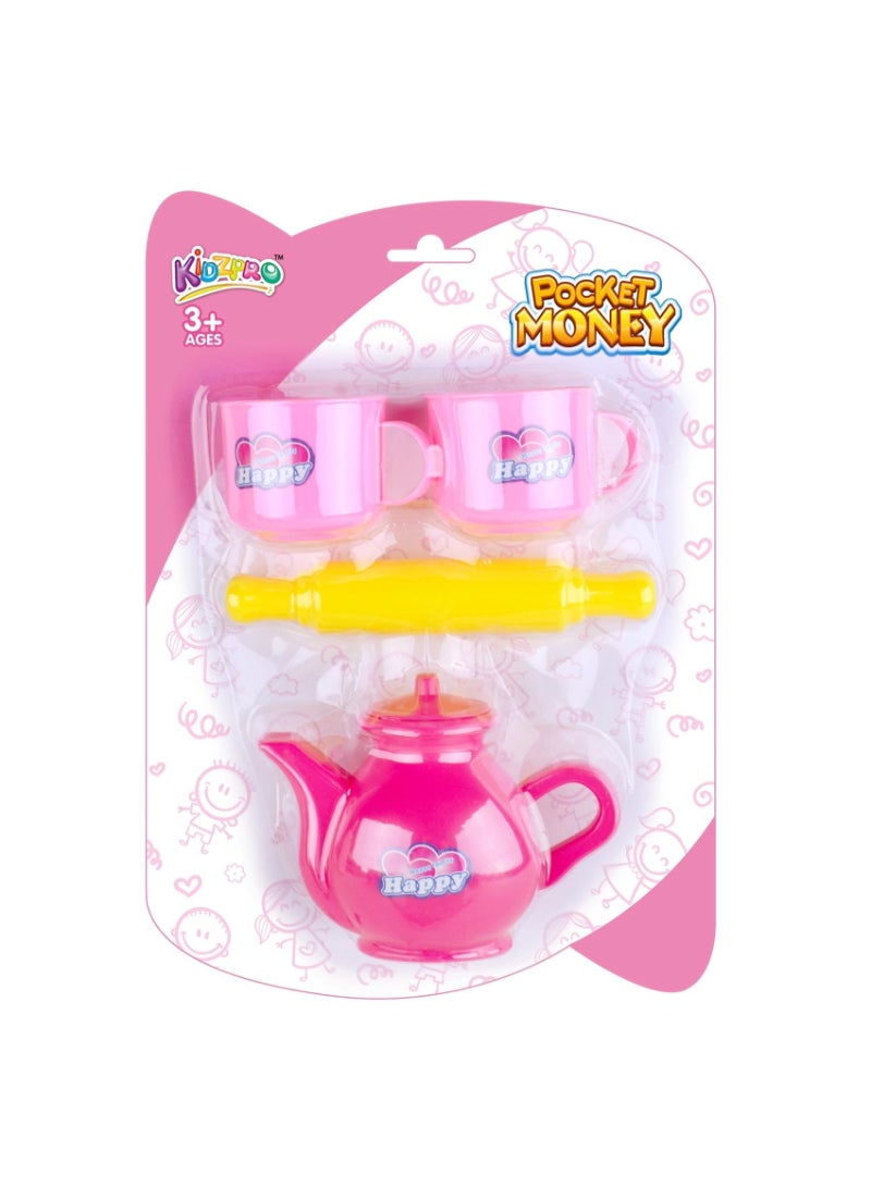 Kidzpro Pocket Money Tea Time Pretend Playset Multicolour Set of 4