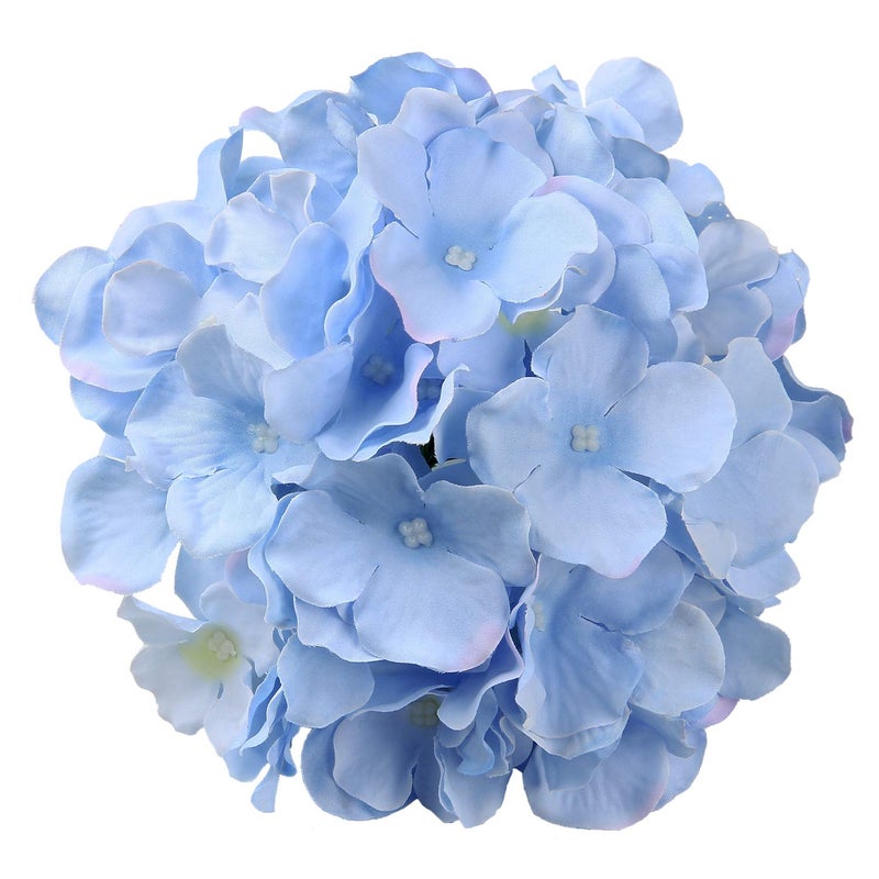 Flojery Silk Hydrangea Heads Artificial Flowers Heads with Stems for Home Wedding Decor,Pack of 10 (Blue) - Image 2