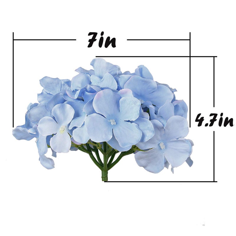 Flojery Silk Hydrangea Heads Artificial Flowers Heads with Stems for Home Wedding Decor,Pack of 10 (Blue) - Image 5