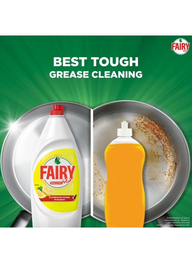 Fairy Fairy Max Plus Lemon Dishwashing Liquid with Bleach Alternative Power, 6x600ml  - Image 3