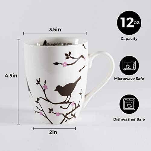 Divinity Boutique Inspirational Ceramic, Brown Birds on White Mug, 1 Theses. 5:16-17, The Joyful Always Pray, Multicolor, One Size,12 fluid ounce - Image 4