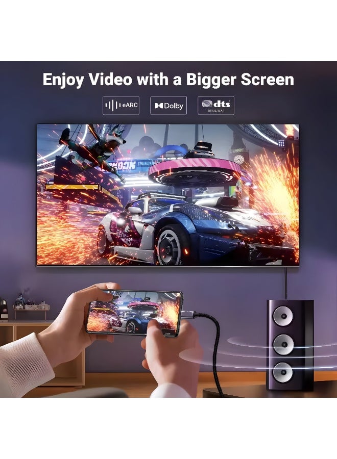 سيزمي ✦ CIZMI كابل USB-C ⇄ DisplayPort 1.4 ثنائي الاتجاه بدقة 8K | Type-C 2.1 ⇄ DP 1.4 | فيديو 8K@60Hz و4K@240Hz | متوافق مع سلسلة iPhone 17/16 وMacBook وiPad | طول 2 متر، بتصميم مجدول - Image 5