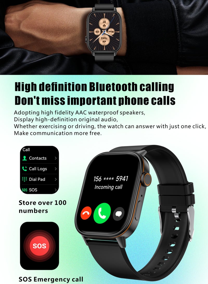 RollsTimi  Men's Smartwatch, 2.01-Inch HD Full Screen, IP68 Waterproof Fitness Watch, Bluetooth Call (Answer/Make), Heart Rate/Sleep Monitor, GPS Sports Trackers, QX17 Tape Black - Image 4