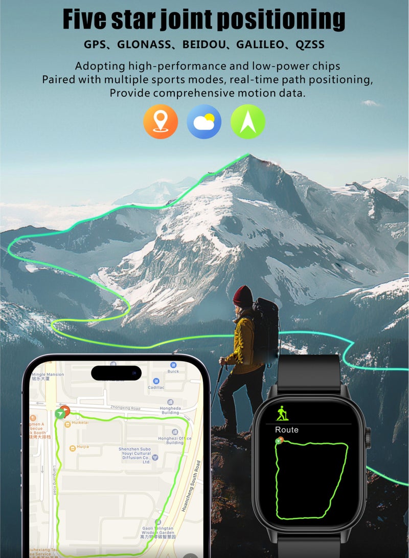 RollsTimi  Men's Smartwatch, 2.01-Inch HD Full Screen, IP68 Waterproof Fitness Watch, Bluetooth Call (Answer/Make), Heart Rate/Sleep Monitor, GPS Sports Trackers, QX17 Tape Black - Image 5