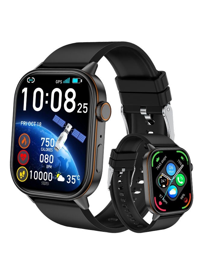 RollsTimi  Men's Smartwatch, 2.01-Inch HD Full Screen, IP68 Waterproof Fitness Watch, Bluetooth Call (Answer/Make), Heart Rate/Sleep Monitor, GPS Sports Trackers, QX17 Tape Black - Image 1