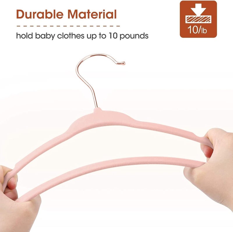 Red Dot Gift 50-Pack Baby Velvet Hangers - Non Slip Toddler Hangers with 360 Chrome Rose-Gold Hook - Image 4