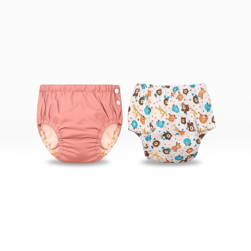 “Reusable Baby Swim Diapers | Adjustable & Washable Cloth Training Pants | Leak-Proof, Eco-Friendly | Pack of 2 (pink+white)