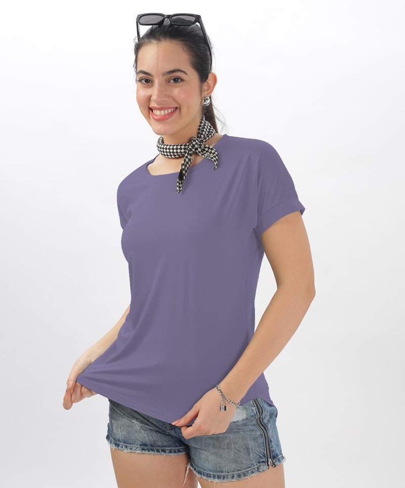 SHODOX® Women's Cotton Blend Solid Regular fit Round Neck Short Sleeve T-Shirt (Pack of 1) - Image 5