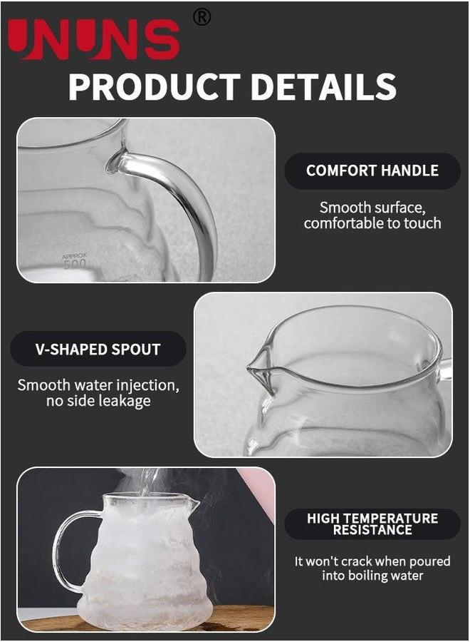 UNUNS Pour Over Coffee Maker,20oz Paperless Borosilicate Glass Carafe And Reusable Filter,Glass Pot,Manual Dripper Brewer - Image 3